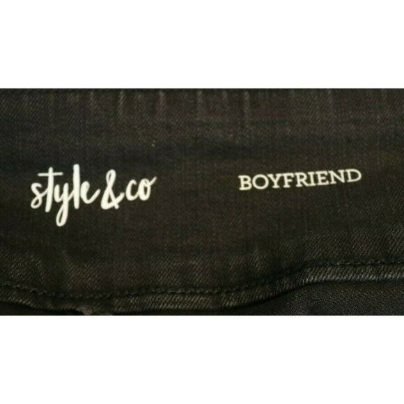 NWT Style & Co Pull-On Black Faded Denim Boyfriend Jeans Women's - Picture 4 of 5